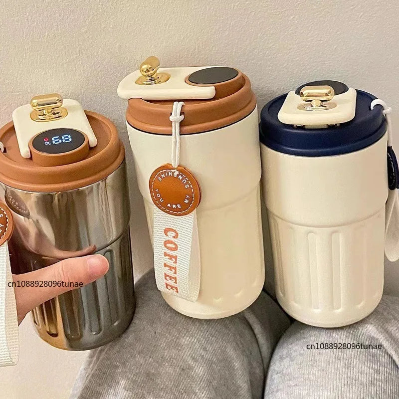 Intelligent Digital LED Temperature Display Coffee Cup Stainless Steel Thermo Bottle Keeps Cold and Heat Thermal Mug Sports Cup
